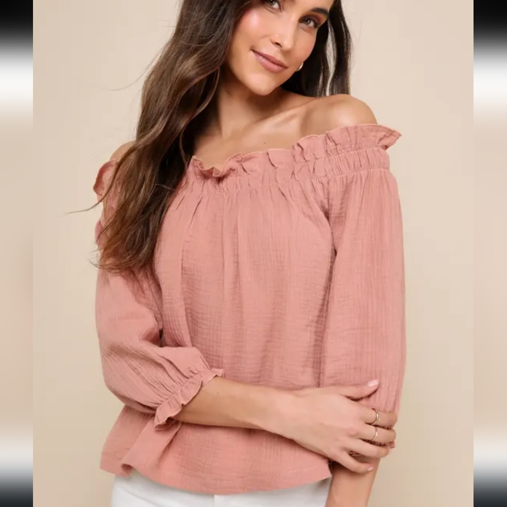 Lulus Rusty RiseOff Shoulder 3\4 sleeve Top SZ.XL NWT